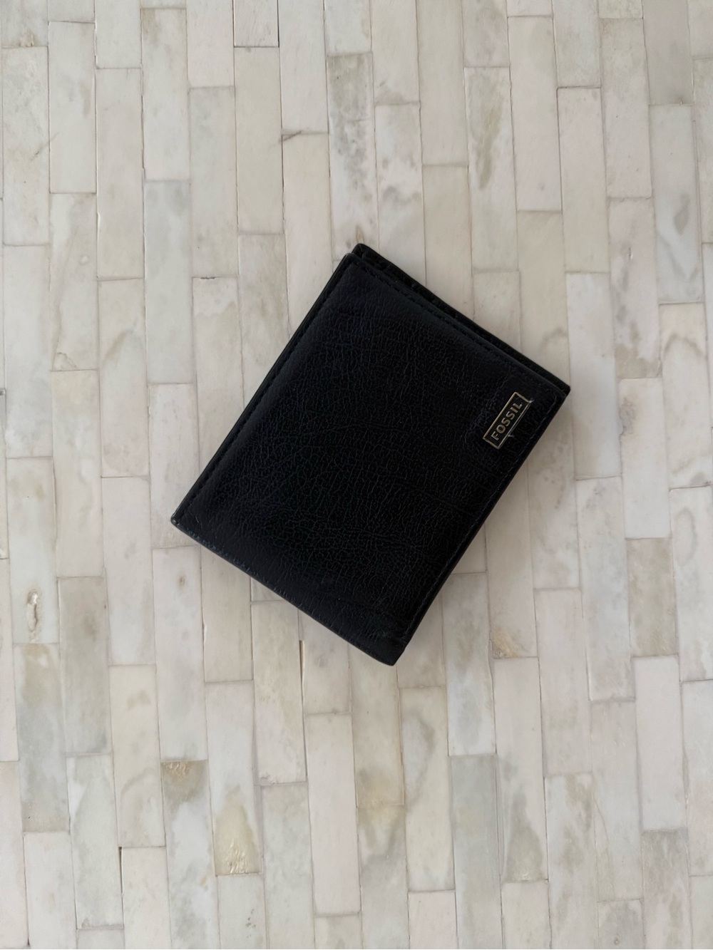Fossil Black Leather Bifold Card Wallet